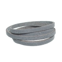 Leer band 5mm breed Steel grey, per 1 cm