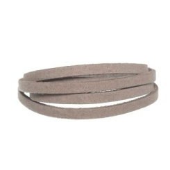 Leer band 5mm breed Taupe, per 1 cm