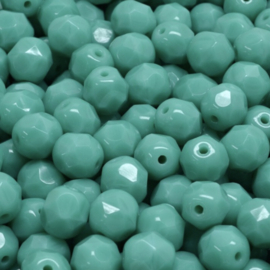 Firepolished rond bead 6mm Turquoise, per 20 stuks