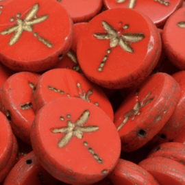 Dragonfly beads 17mm Red, 2 stuks