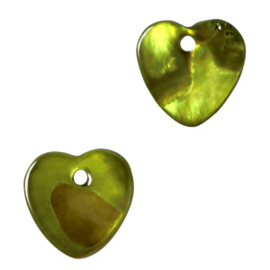 Schelp hangers specials hart Olive Green, 2 stuks