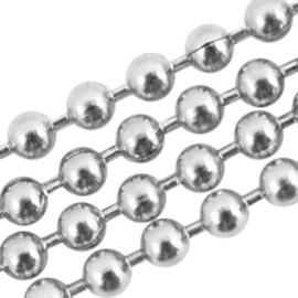 Roestvrij stalen (RVS) stainless steel onderdelen ball chain 2mm Zilver, 50cm