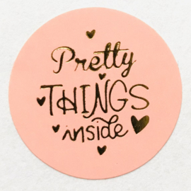 Sticker rond 25mm - Stickers - Pretty things inside - Peach-Gold ( 10 stuks)