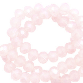 Top Facet kralen 8x6 mm disc Soft pink opal-pearl shine coating, 5 stuks