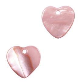 Schelp hangers specials hart Vintage pink, 2 stuks