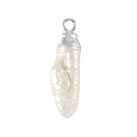 Zoetwaterparels bedel tooth Silver-Natural white
