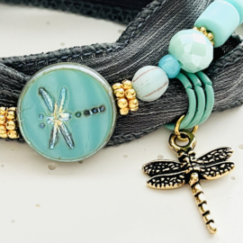 Dragonfly beads 17mm Turquoise-AB, 1 stuk