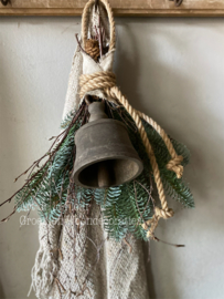 Kunst Kerst toef met houten klokje A 