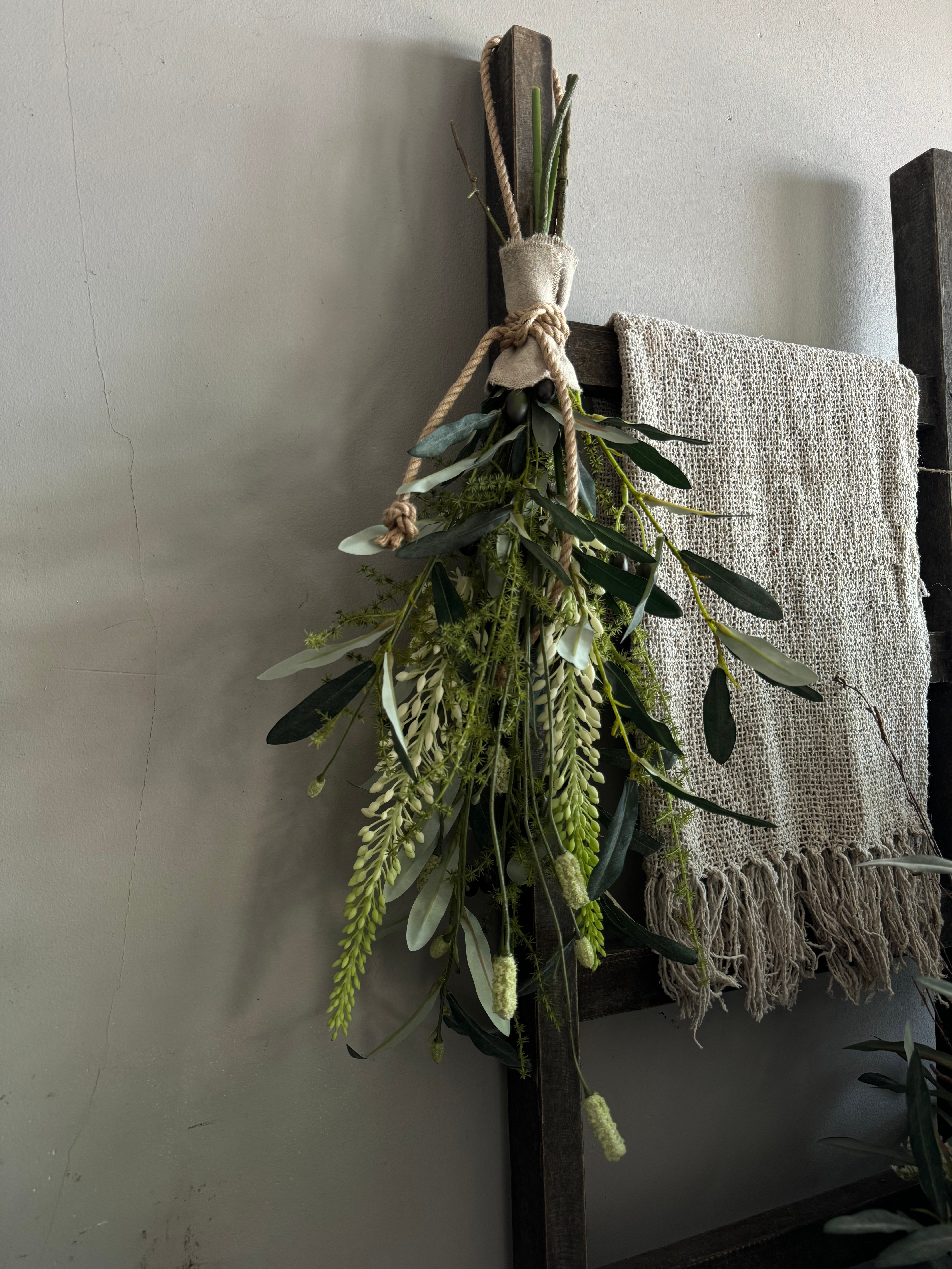 Kunst toef wit | groen met echte Berk