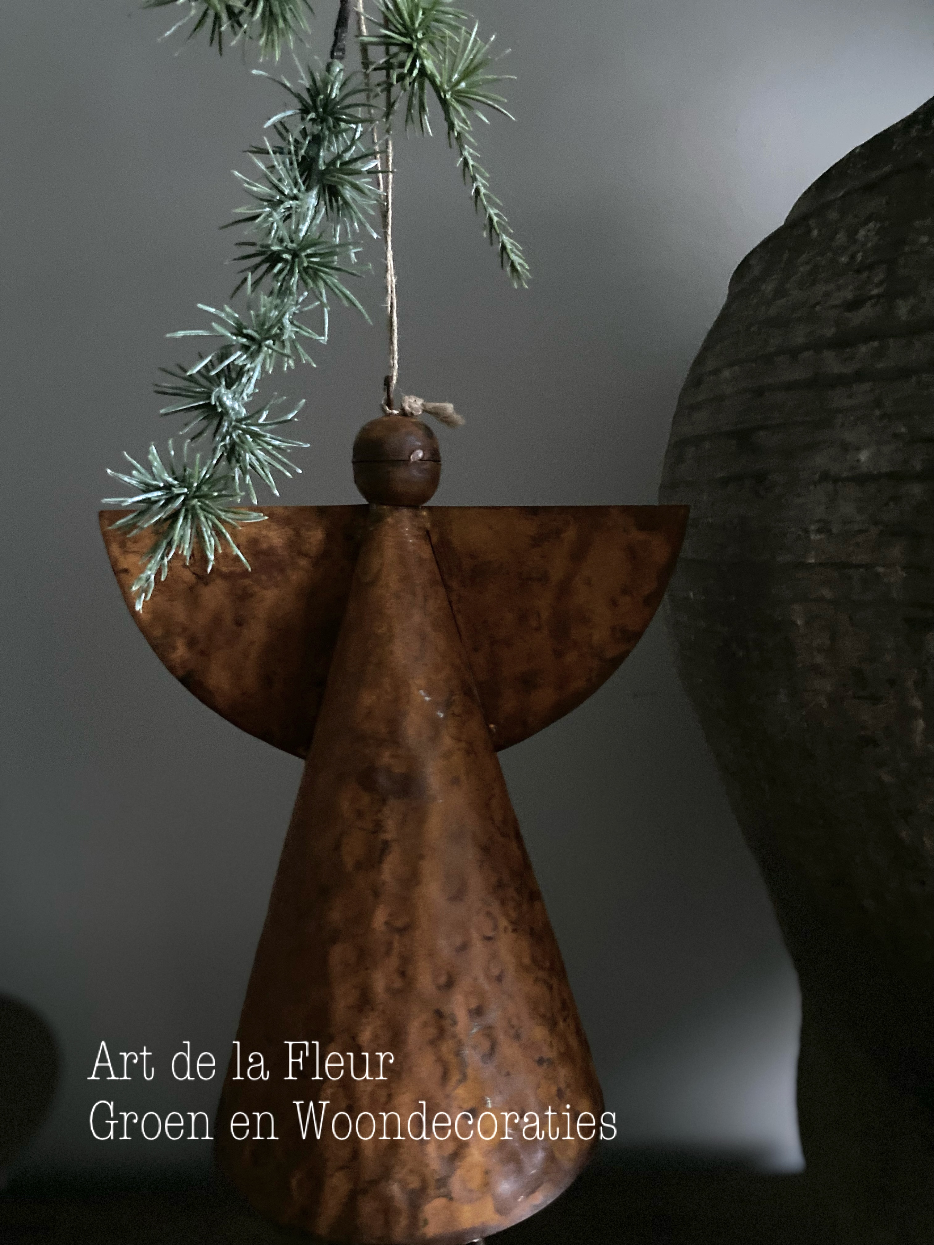 Kerst engel roest mt M 18 cm