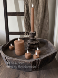 Home Society | Led Dinerkaarsen Recharge set van 2 Brown