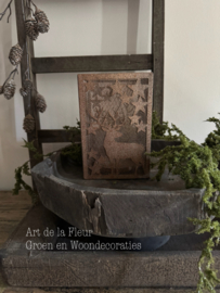 Windlicht | Windlicht roest kerst  15 x 15 x 23 cm