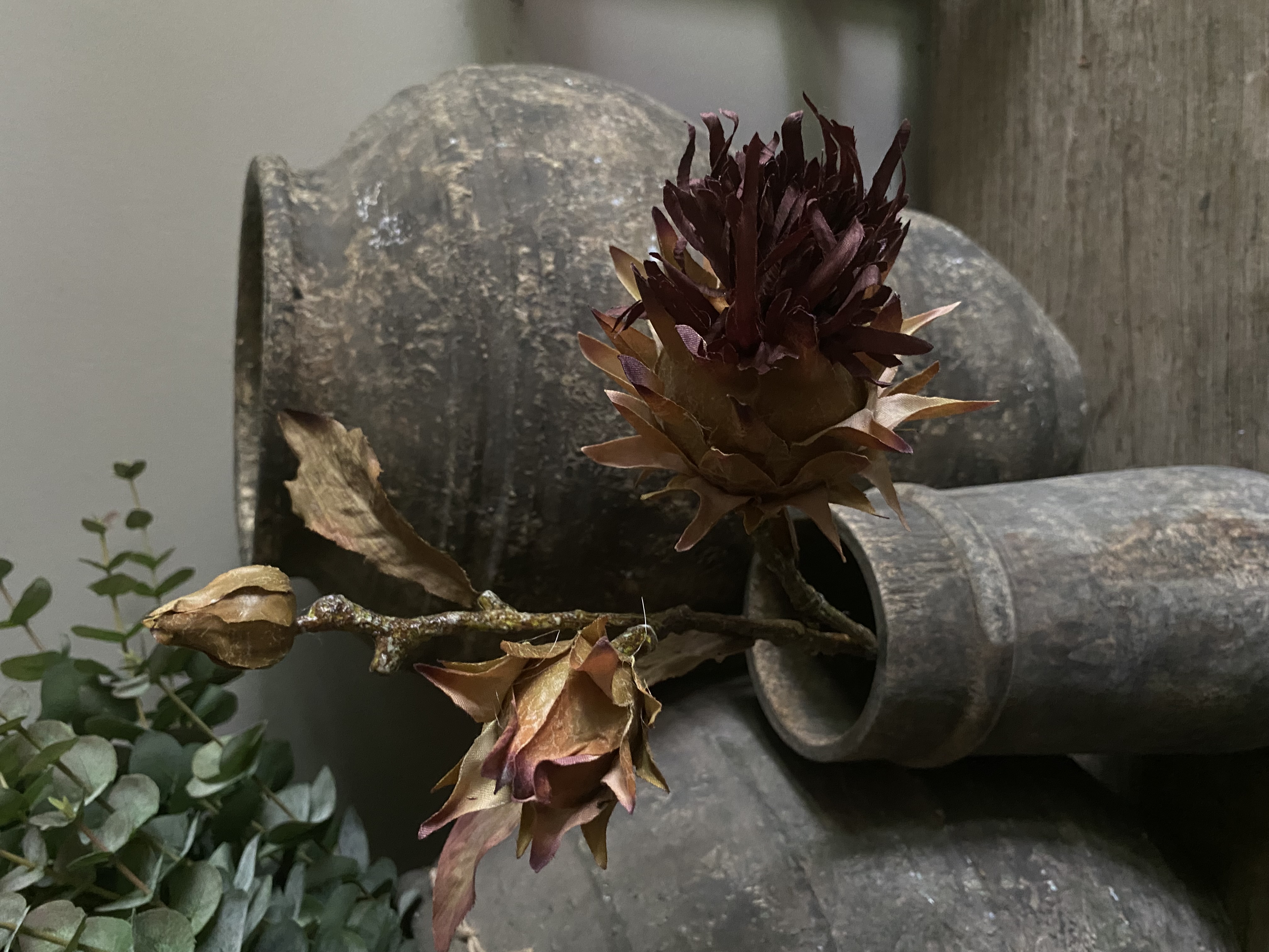 Leaves Plant rusty artichoke spray 63 cm
