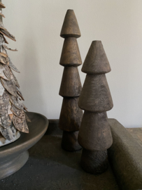 Set van twee massief houten boompjes met sieraad