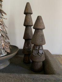 Set van twee massief houten boompjes met sieraad