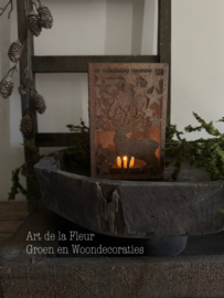 Windlicht | Windlicht roest kerst 15 x 15 x 23 cm