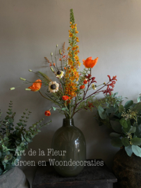 Kunst boeket Perzik | Oranje excl vaas