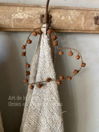 Kerst hanger roest hartje met belletjes  15 x 15!