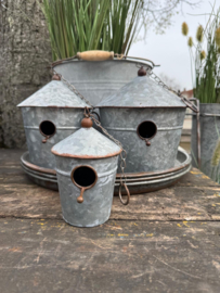 Vogelhuisje Zink XL  met ophang kettinkje 19 x 19 x 22