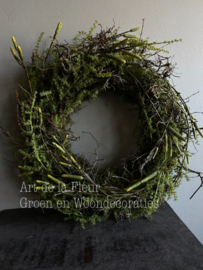 Krans met Kunst Asparagus en Kunst Els ong 45 a 50 cm