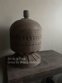 Houten Pot met Deksel Large ''Lintang'' 22 x 22 x 28