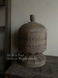 Houten Pot met Deksel Large ''Lintang'' 22 x 22 x 28