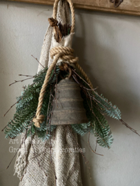 Kunst Kerst toef met houten klokje B
