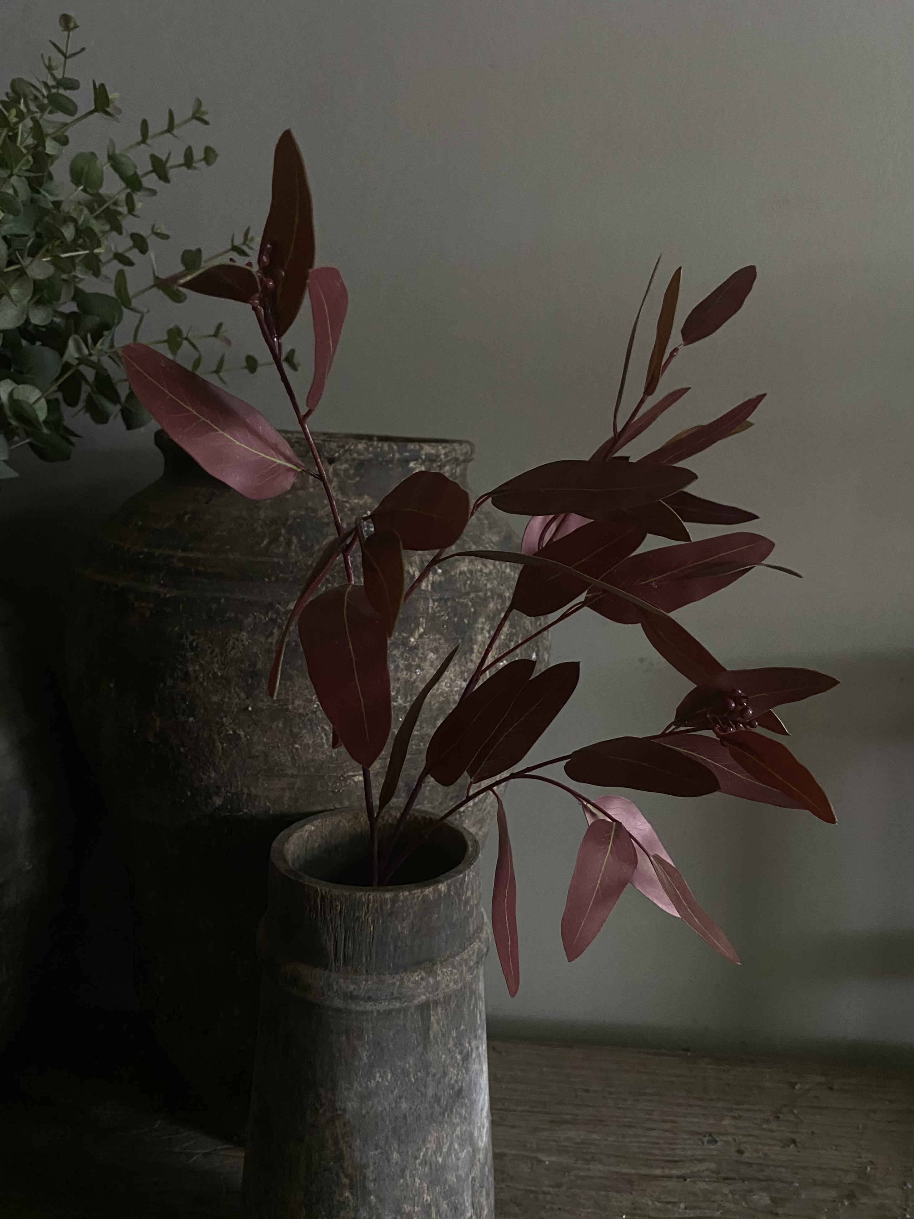 Eucalyptus blad plastic bordeaux rood