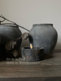 Sleets houten bakje voor bijv led kaarsje 10 x 10