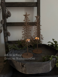 Theelicht | Kerstboom roest S 12 x 10 x 35.5 cm