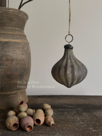 Kersthanger Vintage Druppel Taupe | 10 cm