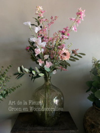 Pluk boeket kunstbloemen roze excl vaas