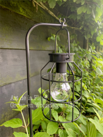 Solar hanglamp op steker zwart 11 x 11 x 90