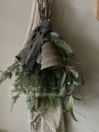 Kunst Kerst toef met houten klok L