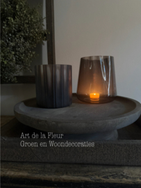 PTMD Vase | Tealight Brown Handcut Linesa 14 x 15 cm