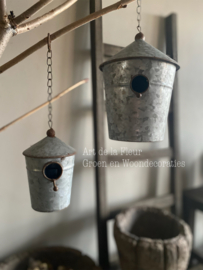 Vogelhuisje Zink S  10 x 10 x 15 met ophang kettinkje