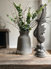 Claypot Noor met Berk en drie kunst Eucalyptus takken