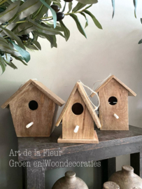 Vogelhuisje blank hout Design C