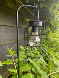 Solar hanglamp op steker zwart 11 x 11 x 90