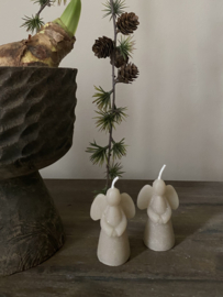 Kaarsje Kerst engel Greige 7.5 x 5 x 4