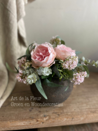 Tafel Boeketje | Kunst boeketje Roze met Pioenrozen zonder pot