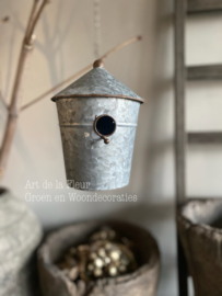 Vogelhuisje Zink S  10 x 10 x 15 met ophang kettinkje