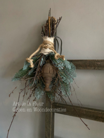 Kunst toef met bruin klosje hout