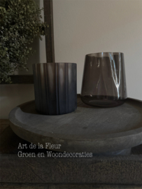 PTMD Vase | Tealight Brown Handcut Linesa 14 x 15 cm