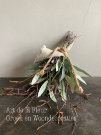 Mini toefje kunst Olijf en echte Berk in doek