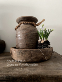 Unieke Houten Nepalese Pot 10