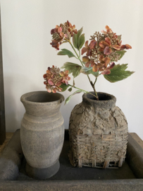Hortensia met drie bloemen 82 cm bruin licht gedroogde uitstraling