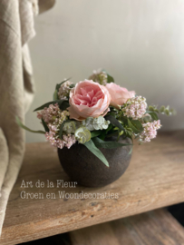 Tafel Boeketje | Kunst boeketje Roze met Pioenrozen zonder pot