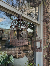 Roestige vogelkooi maat L ong 27 cm hoog