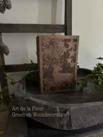 Windlicht | Windlicht roest kerst  15 x 15 x 23 cm